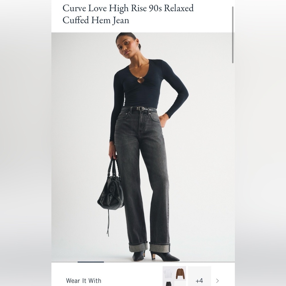 NWT! Abercrombie & Fitch Curve Love High Rise Jeans in Charcoal